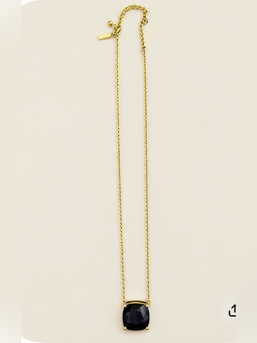 kate spade Gold Necklace with Black Cushion Pendant